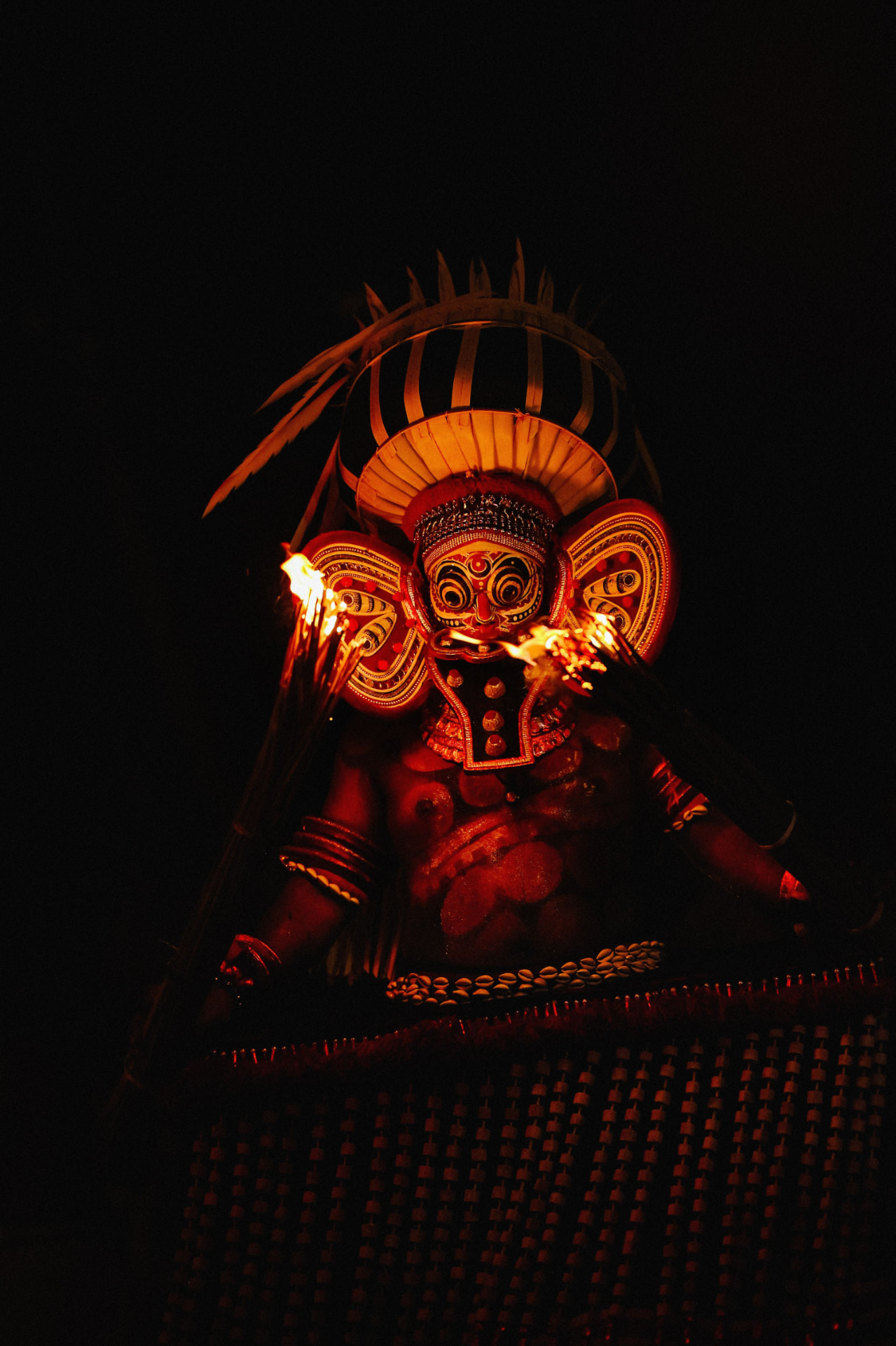 Theyyam performer at a Kannur shrine